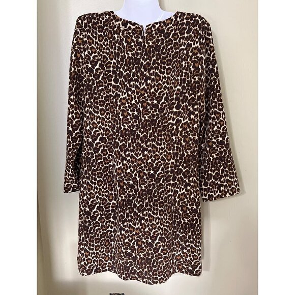 NEW J.Crew Womens Leopard Print Long Sleeve Shift Dress Size 6 - Picture 6 of 10